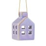 Hanger huisje keramiek - lila - 5.5x3.5x3.5 cm
